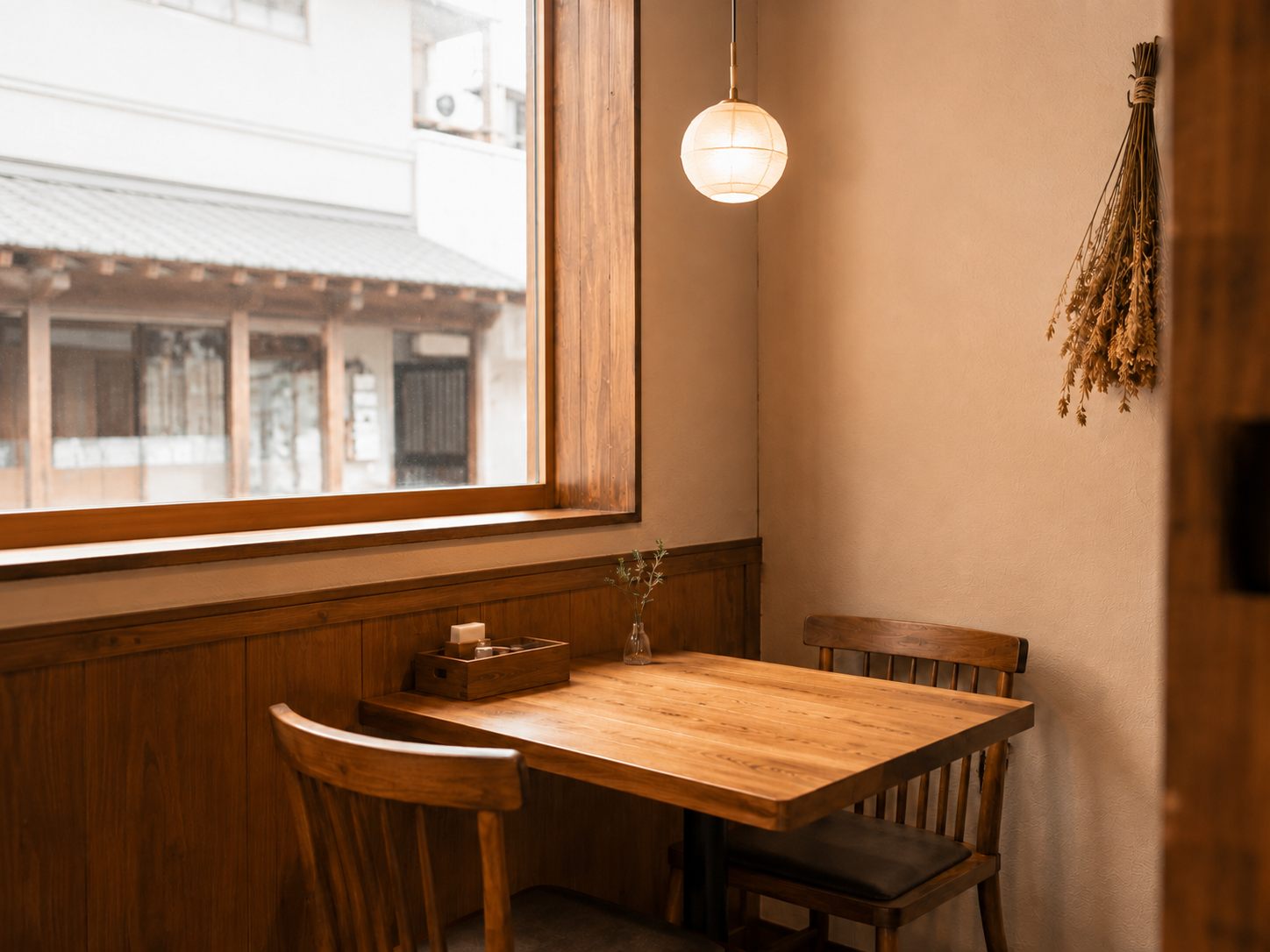 日びの店内 窓辺のテーブル席