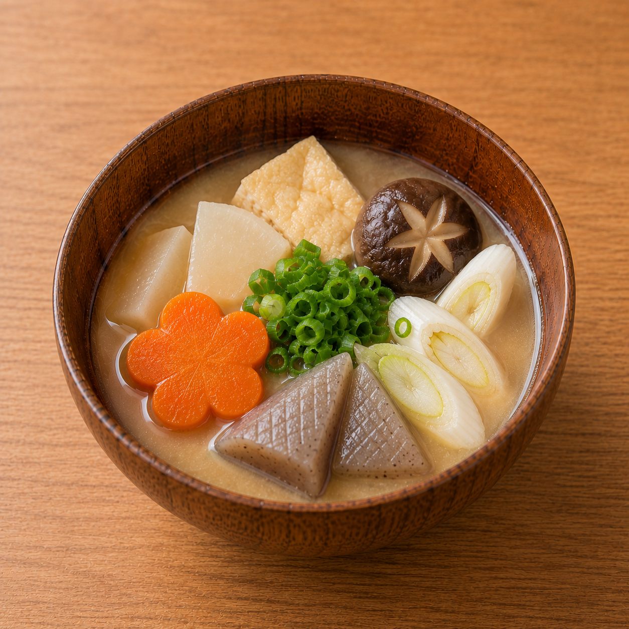 冬の汁物 熟成黄金芋と角切りベーコンの白味噌豚汁